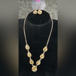Paparazzi Gold Teardrop Necklace and Earring Set